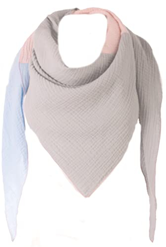 FASHION YOU WANT XXL Tuch 3 Farbig Farbwahl Halstuch Musselintuch Musselin Damen Damenhalstuch Dreieckstuch Schal Herren Frauen Herrenhalstuch Dreieckig leicht (einlagig) (hellblau/rosa/grau)