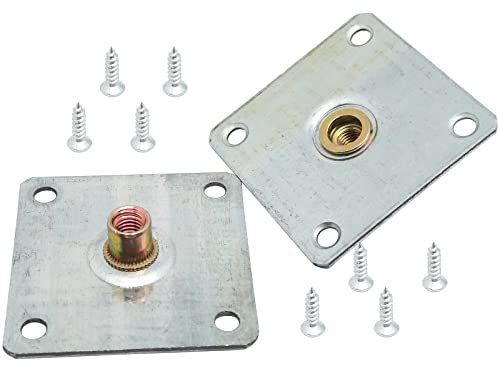 ERDANER 8set 60mmx60mm Square Metal Plate Nut,T-Nut with Square Base,Furniture Leg Attachment Plates, Inside Furniture Leg Mounting Plates Set