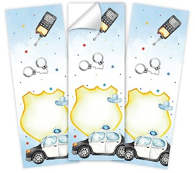 Minkocards 14 Aufkleber Polizei Detektiv Verpackung von Geschenken für Jungsgeburtstag Etiketten für Geschenkverpackung