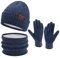 Womens Mens Winter Beanie Hats Scarf Touchscreen Gloves Set Warm Chenille Fleece Lined Skull Caps Neck Warmer Gifts for Women Men