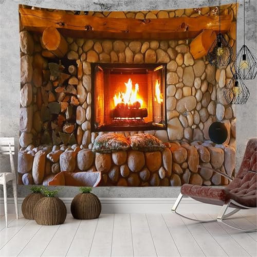Sxakswol Wandteppich Groß Kamin Wandteppich 240x220 Wandbehang Muster, Tapisserie 3D Wandtuch Aesthetic Wandteppiche für Wohnzimmer Schlafzimmer Wohnheim Wanddeko