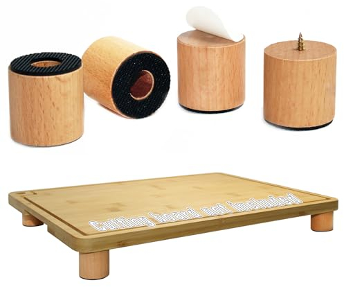 laffeya Beech Wood Cutting Board Feet, Chopping Board Feet, Cutting Board Feet with Non Slip Pads, Create More Storage Space & Elevate Cutting Board
