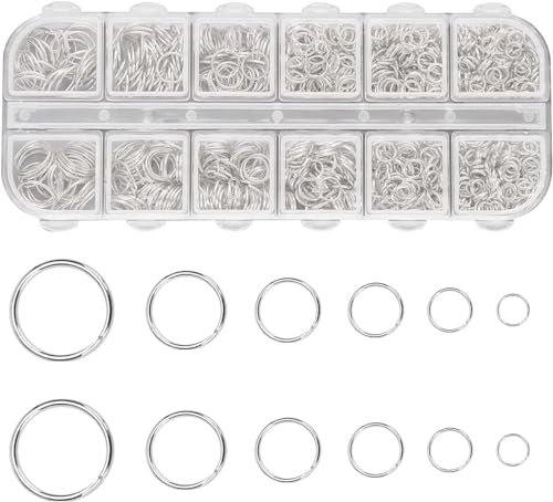 MOLENCO Biegeringe Spaltringe 4mm bis 10mm, 1200 Stk Offene Biegeringe Metall Kettenringe Versilbert Sprungringe Jump Rings Schmuckherstellung Ringe für DIY Halskette Armband(Silber)