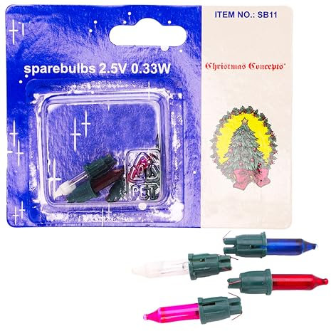 Christmas Concepts® Pack of 3 Multi-Colour Push in Spare Bulbs - 2.5v 0.33w - Replacement Bulbs
