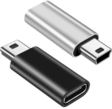 BORLTER CLAMP Adattatore da USB C a Mini USB 2pcs, Adattatore da Femmina di Tipo C a Maschio di Mini USB, per Lettori MP3, Fotocamere digitali, GPS, Macchine per Scatole Digitali e Altro Mncora