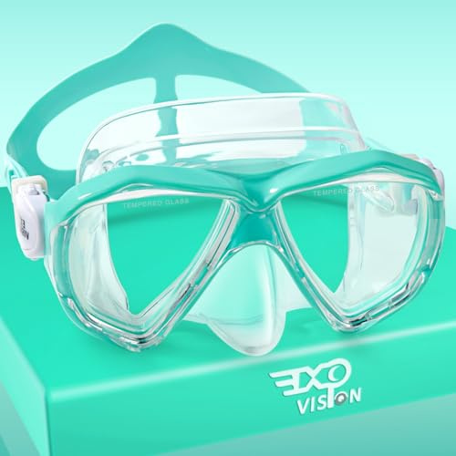 Kinder Taucherbrille, 180° Anti-Beschlag Kinder Schwimmmaske Gehärtetes Glas Schwimmbrille mit Nasenschutz Anti-Leck Tauchmaske für 4-15 Jungen Mädchen Jugend (Aqua)