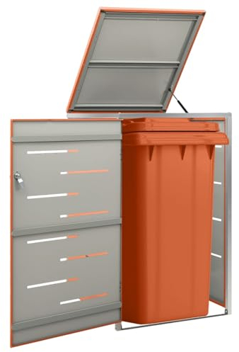 LAPOOH Mülltonnenbox für 1 Tonne 69x77,5x115 cm Edelstahl, Mülltonnenverkleidung, Gartenbox, Gartenschrank, Geräteschrank, Mülltonnenschrank - 149562