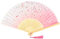KEYIDO Pink Hand Fan Folding Silk Fabric Handheld Fan Folding Chinese Japanese Manual Fans for Women with Tassel for Wall Decoration Wedding Dancing Cosplay