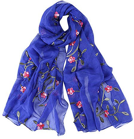 Schurwolle Stricken Farbverlauf Schal Stirnband Stickerei Schal Chiffon Hijabs Schal Hijab Tücher Frauen wickeln muslimischen Schal Mainzer Fastnacht Schal (White, One Size)