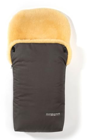 HOFBRUCKER Putzi Lammfell-Fußsack für Kinderwagen & Buggy | Winterfußsack 90 x 34 cm | wind- & wasserabweisend | Oberteil per Rundum-Reißverschluss abnehmbar | Made in Germany