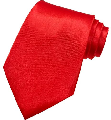 AHLPO Elegante Krawatte für Herren Satin 8 cm, Klassische Schlips Herren für Hochzeit, Büro, Party und Festliche Veranstaltungen - Einfarbig in Verschiedenen Farben Tie Rot 