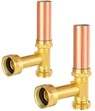 GUOFIS Water Hammer Arrestor,3/4 Inch Swivel FHT x 3/4 Inch MHT Copper Water Arrestor for Washing Machine Connection(2PACK,Angle Copper Arrestor)