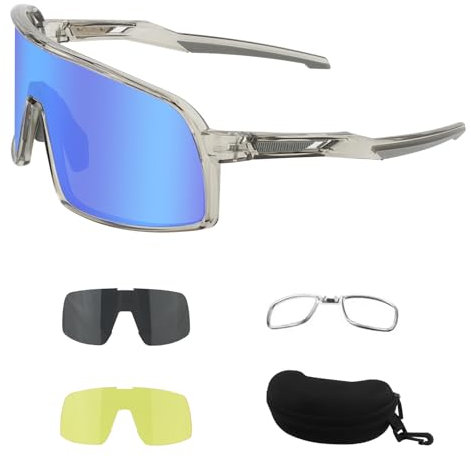 ToopMount Polarisierte Brille, UV 400 Schutz Sport Sonnenbrille mit 3 austauschbaren Gläsern, Anti-Beschlag Brille mit TR90 Vollrandrahmen für Männer & Frauen Radfahren Wandern Baseball Golf