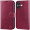 OCASE for iPhone 16 Case, PU Leather Wallet, Magnetic Flip Folio Cover with RFID Blocking, Card Holders, Shockproof TPU, and Kickstand for 6.1 Inch iPhone 16 (2024), Burgundy