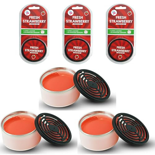 Lot de 3 désodorisants pour voiture, parfum fraise, éliminateur d'odeurs de 60 jours, gel réglable longue durée pour voiture, camion, camionnette, désodorisant automobile avec onglet de commande, 17 g