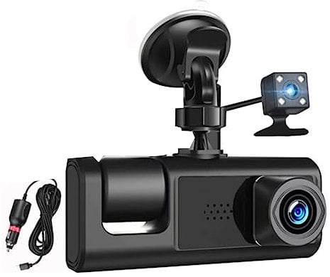 Stytpwra Videocamera Dashcam Interno Veicolo Dash Macchina Fotografica a Tre Vie Registratore DVR Videoregistratore Videocamera Dashcam