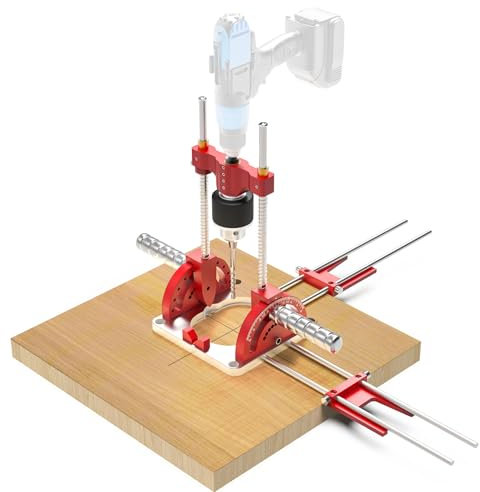 Guide de perçage multi-angles avec mandrin, guide de perceuse d'angle avec rapporteur échelle réglable de 0 ° à 60 °, guide de perçage portable pour perceuses sans fil pour perceuses électriques de