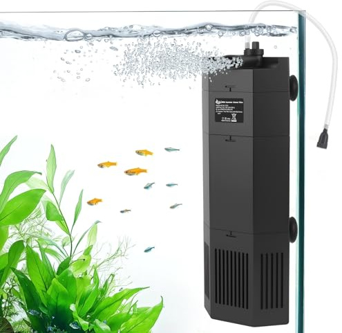 AQQA Fish Tank Filter,Internal Aquarium Filter Pump,15W Submersible Fish Tank Filter Pump with Adjustable Water Flow,Electric Powerful Pump for Tanks up to 570L