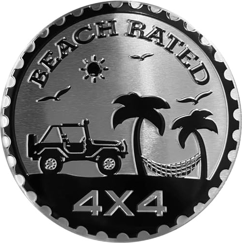 Strandabzeichen, Auto-Emblem, 4 x 4, Metall-Autoabzeichen, 3D-Metall-Autoabzeichen, Embleme, runde Embleme, Auto-Abzeichen, Aufkleber, kompatibel mit Jeep-Wangler-Fahrzeugen, LKWs, SUVs, Emblemen