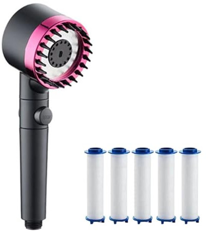 Trissano Duschkopf, Hydro Sense Duschkopf, Trissano Hydrosense Duschkopf Mit Ersatzfilter Und Schlauch (Dunkelviolett+5 Filter)