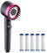 Trissano Duschkopf, Hydro Sense Duschkopf, Trissano Hydrosense Duschkopf Mit Ersatzfilter Und Schlauch (Dunkelviolett+5 Filter)
