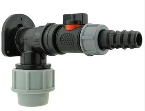 Wall Flange Kit 25mm MDPE + in-Line Valve + 20mm Barb - Designed for Secure and efficient Connections with 25mm MDPE Pipes.