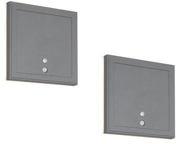 2er SET Akku Außenwandleuchten mit Bewegungssensor USB aufladbar 14 x 14cm