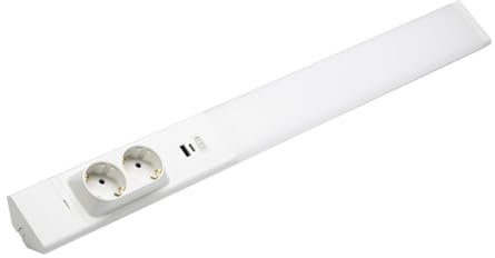 LED Unterbauleuchte mit 2 Steckdosen, USB-A, USB-C und 2 Lichtfarben