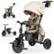 Qplay Comfo Max Evolutionäres Dreirad, 6-in-1, Schwarz, Dreirad für Babys, 1 Jahr, faltbar, aus Aluminium, mit 360-Grad-Sitz, neigbar und Verdeck, für Babys von 10 bis 72 Monaten, Beige