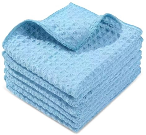 HIKPACKER 6er Set Spültücher, 30x30 cm, Blau | Waschbar bei 60°C, Saugfähig, Gesäumte Kanten, Streifenfrei, Langlebig