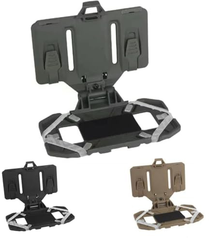 Tactical Vest MOLLE Mobile Phone Holder Folding Navigation Board Chest Mount Plate Carrier Bracket Military Army Airsoft Cell Case (OD Green)