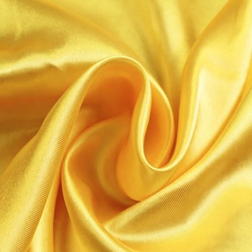 Satin Stoff Meterware aus Polyester 100X200cm, Satinstoff Gelb Glänzender Und Seidiger Futterstoff als Modestoff Dekostoff Gardinenstoff Vorhangstoff Hochzeitsstoff Tischdeckenstoff