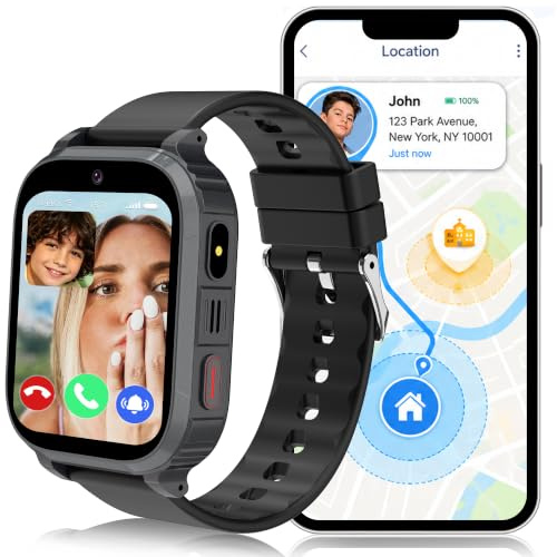 Moikmlih GPS Montre Connectée Enfant, Montre Intelligent Enfant 4G Telephone, Appel, SOS, Chat Vidéo WiFi, GPS Localisation, Mode Classe, Réveil, 7 Jeux, 10 Contacts, Smartwatch Ado Enfants Cadeau