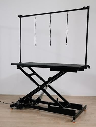 Topmast Table de toilettage électrique - JUPITER - 120 x 60 cm > 100 Kilo - Tabletop noir