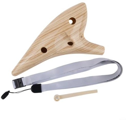 Harz Ocarina 12 Löcher Alto C Tonart mit Tragegurt und Notenhelfer für Einsteiger Eisriss-Optik in Weiß Hellbraun Blau für Musikunterricht(Light brown)
