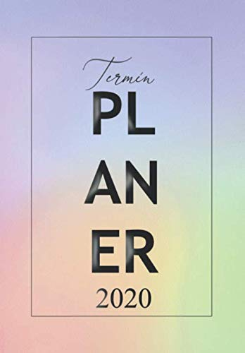 Terminplaner 2020: Terminkalender für 12 Monate mit Monatsübersicht | zum selbstgestalten planen, notieren und organisieren | Motiv Regenbogen Marble Farbig