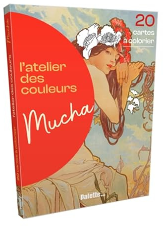 L'atelier des couleurs - Mucha: 20 cartes à colorier