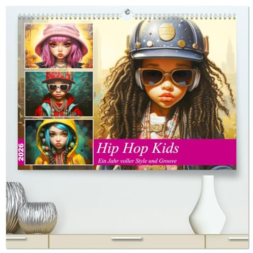 Hip Hop Kids. Ein Jahr voller Style und Groove (hochwertiger Premium Wandkalender 2026 DIN A2 quer), Kunstdruck in Hochglanz: Coole Illustrationen von kleinen Hip Hop-Talenten (CALVENDO Kunst)