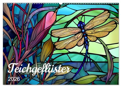 Teichgeflüster (Wandkalender 2026 DIN A2 quer), CALVENDO Monatskalender: Tiere am Teich in farbigem Glas (CALVENDO Natur)