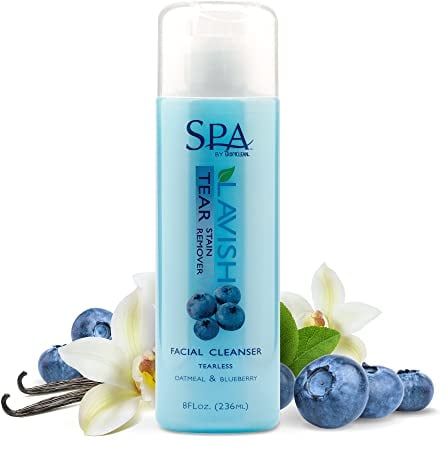 TropiClean Spa Nettoyant Larme Tâche pour Animaux - Nettoyant - Apaise, exfolie, Hydrate I pour Chiens et Chats I Respecte l'environnement, sans cruauté - Gruau et Myrtille, 236 ML