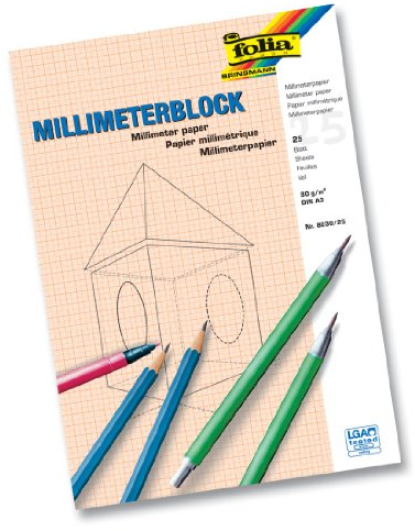 Folia 8230/25 Millimeter-Block A3 25bl.80g