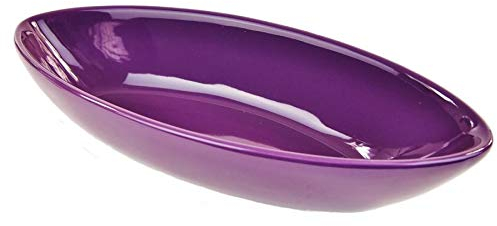 Oval Ceramic Display Bowl with Felt Protectors Underneath - Quality Interior Gifts (Purple Glazed)