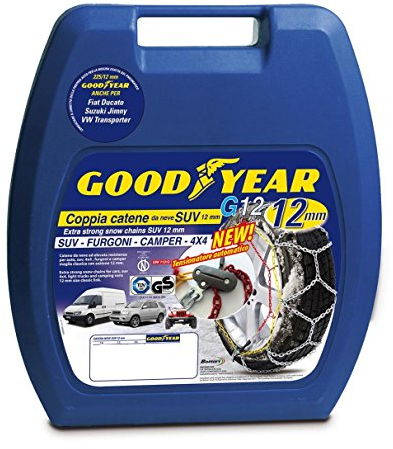 Goodyear 77936 Catene neve 12 mm per SUV, furgoni, camper e 4x4, Tensionatore automatico, misura 247