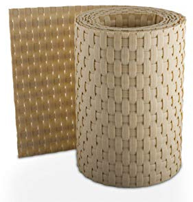 Sellon24 Sichtschutzstreifen Rattan Rolle Sichtschutz Zaunblende 255x19cm für Doppelstabmatten Zaun Rattanoptik Streifen RD18 - Beige