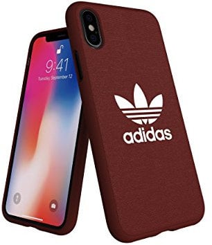 adidas Originals Compatible with Apple iPhone XS Case, Canvas TPU Mobile Phone Case with Linen Look, Snap Case Also Compatible with Apple iPhone X - Dark Brown