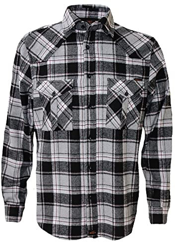 ROCK-IT Apparel® en Flanelle pour Homme Chemise Manches Longues de bûcheron à Carreaux fabriquée en Europe Colour Bleu/Rouge/Blanc XXL