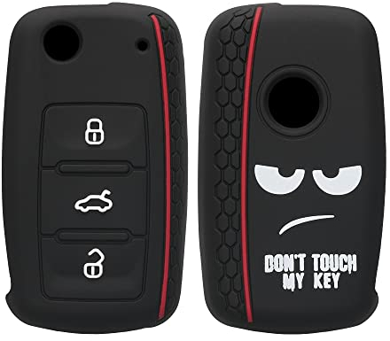 kwmobile Coque clé de Voiture Compatible avec VW Skoda Seat 3-Bouton Accessoire clé Voiture - Protection étui Souple en Silicone - Blanc-Noir-Rouge