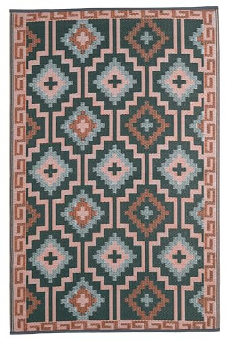 FAB HAB Outdoor-Teppich - wetterfest, farbecht, wendbar - recycelter Premium-Kunststoff - gestreift - Terrasse, Balkon, Garten - Kunststoffteppich Lhasa - Green, 120x180 cm