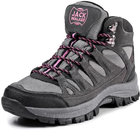 Jack Walker Women's Trekking and Hiking Boots - Waterproof Hydroguard Ladies Walking Boots with Memory Foam Insole, Lightweight Breathable Suede Outdoor Adventure Shoes - JW1005