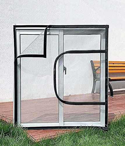 DUCHEN NEW Window Protection for Cat Protection Net Mesh with Zipper,Fly Screen Self-Adhesive Netting Anti-Mosquito Insect,Cut To Size